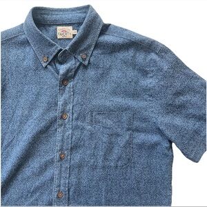 Faherty Floral Short Sleeve Mens Button Down Shirt S Hemp Blue Coastal Casual
